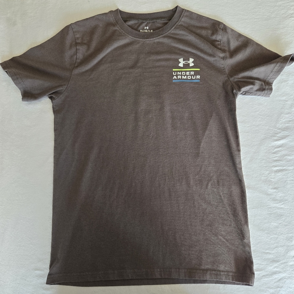 Under Armour Boys Gray Short-Sleeve Horizon Logo Tee, YLG